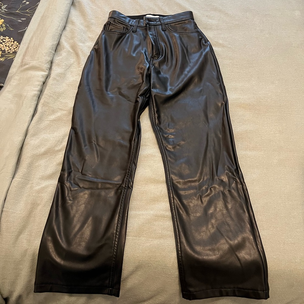 90s straight ultra high rise faux leather pant